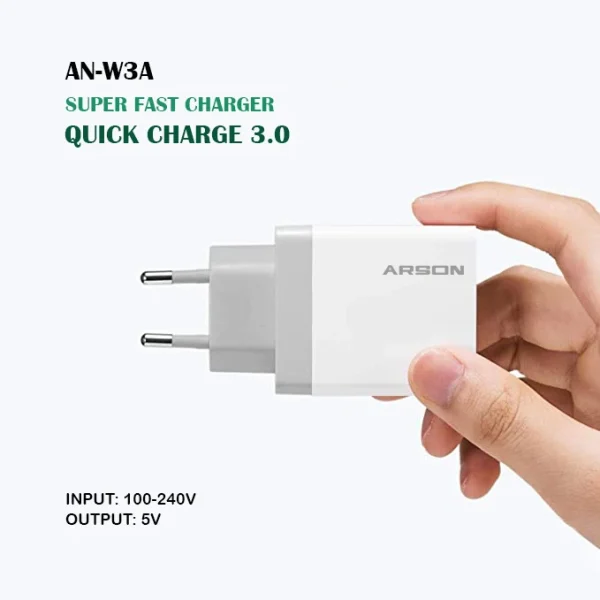 شارژر دیواری آرسون مدل AN-W3A به همراه کابل microusb