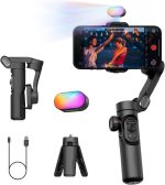 لرزه‌گیر سه‌محوره گوشی هوشمند AOCHUAN Smart XE Kit (3‑Axis Gimbal Stabilizer for Smartphone with RGB Magnetic Fill Light and Face Tracking)