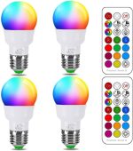 لامپ هوشمند چند رنگ iLC RGB LED – مدل US‑WW‑RGB‑3W‑E26 (بسته ۴ تایی)