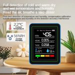 مانیتور حرفه‌ای کیفیت هوای ۵ در ۱ مدل Ocdonor ZN MT25 اندازه‌گیری CO₂، فرمالدئید (HCHO)، ترکیبات آلی فرّار (TVOC)، دما و رطوبت - Image 5